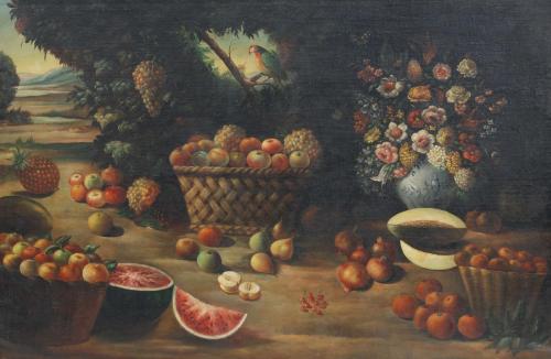 19TH CENTURY SPANISH SCHOOL "BODEGÓN DE FLORES Y FRUTA".