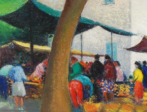 GUILLEM VILLA BASSOLS (1917-2005). "CADAQUES MARKET". 1974.