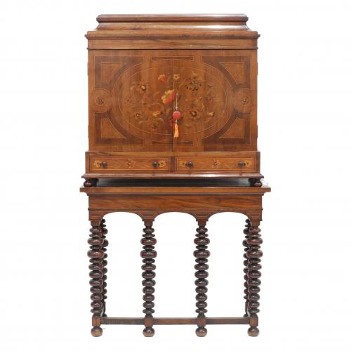 SPANISH CABINET WITH TABLE, C20th.