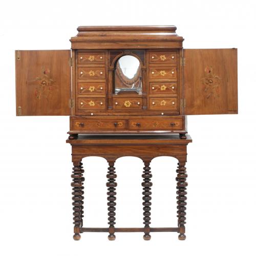 SPANISH CABINET WITH TABLE, C20th.