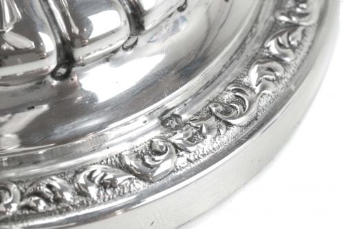 SPANISH SILVER TRAY AND CANDELABRAS, MID C20th