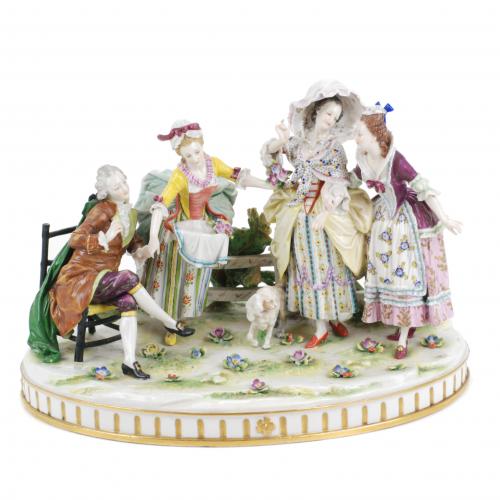 REAL FÁBRICA DE PORCELANAS DE CAPODIMONTE. "ESCENA RURAL", SIGLO XIX. 