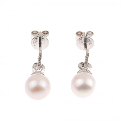 DIAMOND AND PEARL DROP EARRINGS