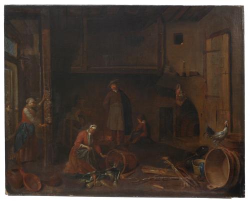 ESCUELA HOLANDESA, SIGLO XVII-XVIII. "EN LA COCINA".