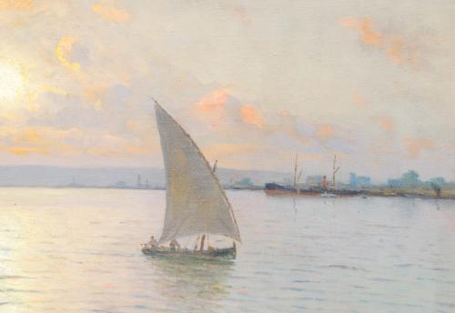 GUILLERMO GÓMEZ GIL (1862-1942). "ATARDECER EN EL MAR".