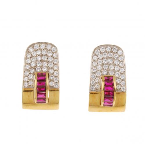 DIAMOND AND RUBY EARRINGS