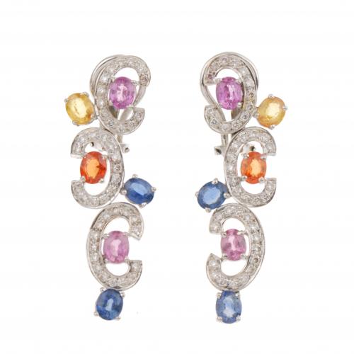 ALEN DIONE. EARRINGS OF DIAMONDS  AND SEMI-PRECIOUS STONES