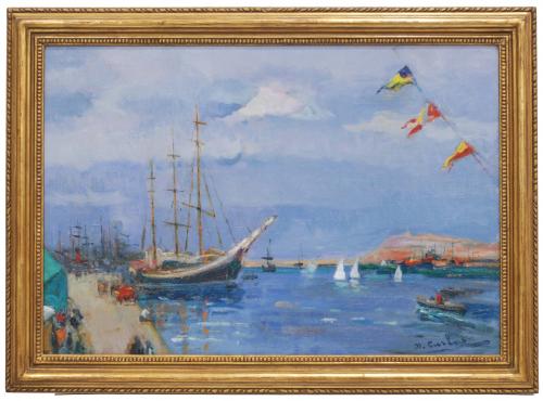 DOMÈNEC CARLES ROSICH (1888-1962). "PORT DE BARCELONA", 1962.