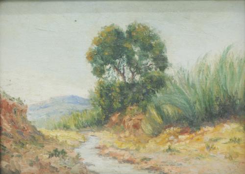 SPANISH SCHOOL, C20th. "LANDSCAPE WITH STREAM".