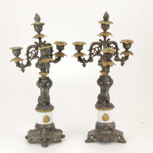 PAREJA DE CANDELABROS FRANCESES, PRIMERA MITAD SIGLO XX.