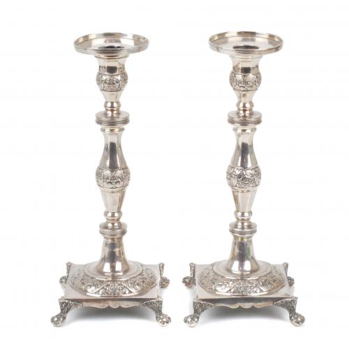 PAIR OF PORTUGUESE CANDLESTICKS, EARLY C20th