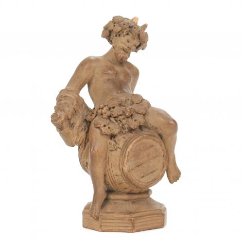 AFTER MODELS BY CLAUDE MICHEL (CLODION) (1738-1814) "YOUNG FAUN ON A BARREL".