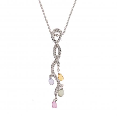 DIAMOND NECKLACE  WITH SEMI-PRECIOUS STONES.