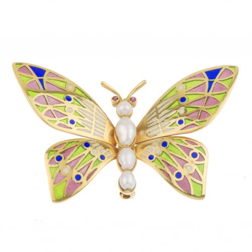 BROCHE MARIPOSA CON ESMALTE.