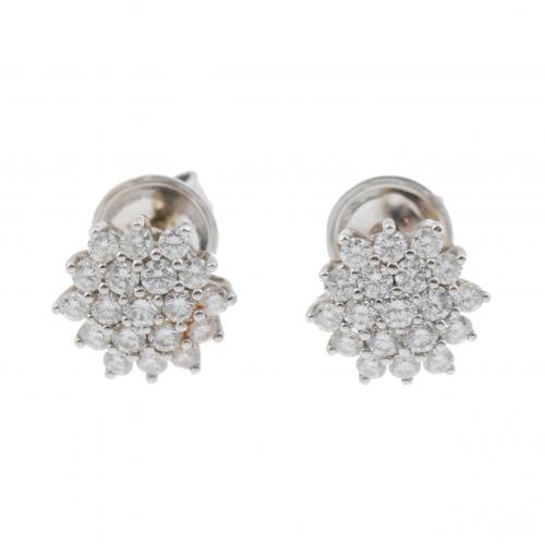 DIAMOND ROSETTE EARRINGS.