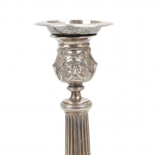 PAIR OF SILVER BARCELONA CANDLESTICKS, C19th.