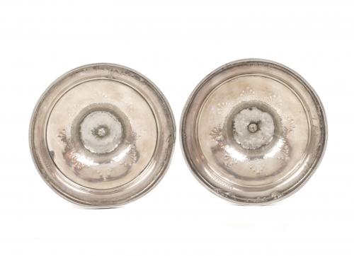 PAIR OF SILVER BARCELONA CANDLESTICKS, C19th.