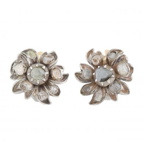 FLORAL EARRINGS, C19th.