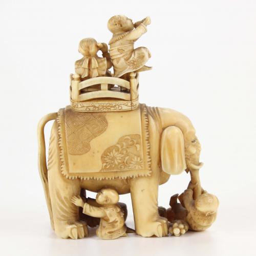 JAPANESE SCHOOL, MEIJI PERIOD, END C19th. "MUSICAL ELEPHANT