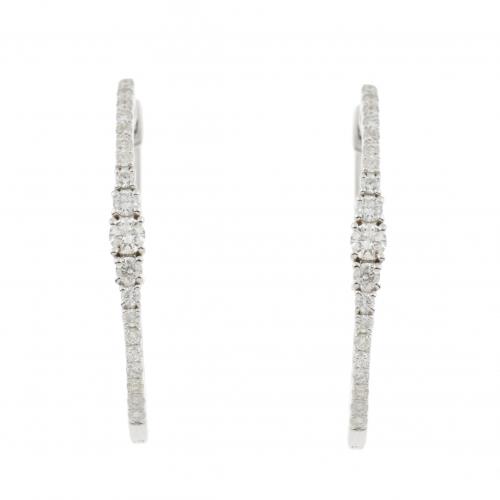 DIAMOND OVAL HOOP EARRINGS.