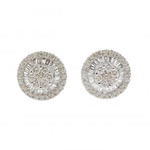 DIAMOND ROSETTE EARRINGS.