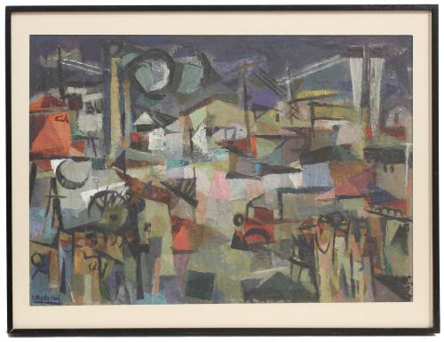 RAMÓN AGUILAR MORE (1924-2015). "VISTA URBANA CUBISTA", CIRCA 1960.