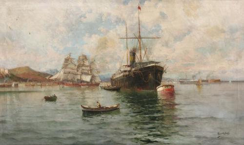 HERNÁNDEZ MONJO (1862-1937). "ESCENA NAVAL".