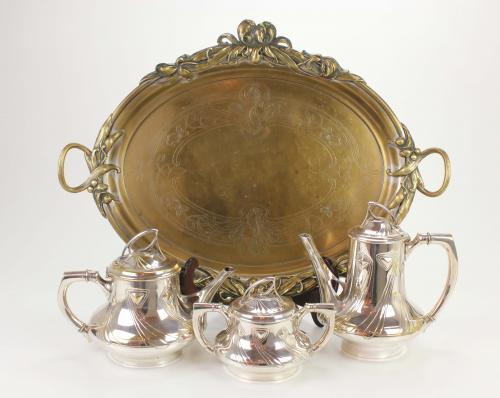 GERMAN ART NOUVEAU COFFEE SET, FIRST QUARTER C20th.