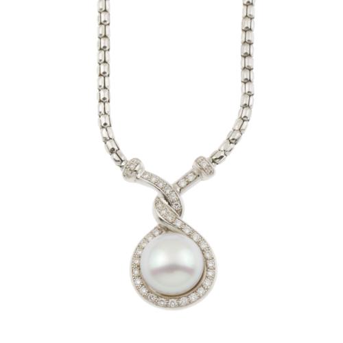 DIAMOND AND AUSTRALIAN PEARL NECKLACE.