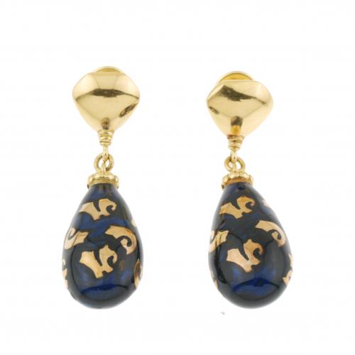 FIDIA FIRENZE. GOLD AND ENAMEL EARRINGS.