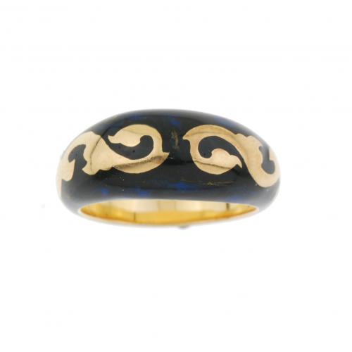 FIDIA FIRENZE. GOLD AND ENAMEL RING.