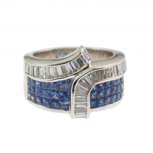 ALEN DIONE. DIAMOND AND SAPPHIRE RING.