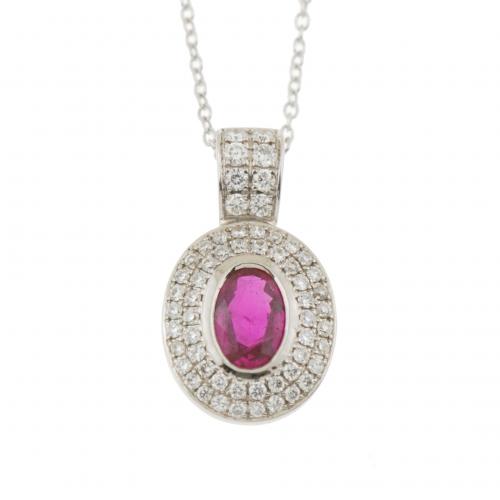 RUBY AND DIAMOND PENDANT. 