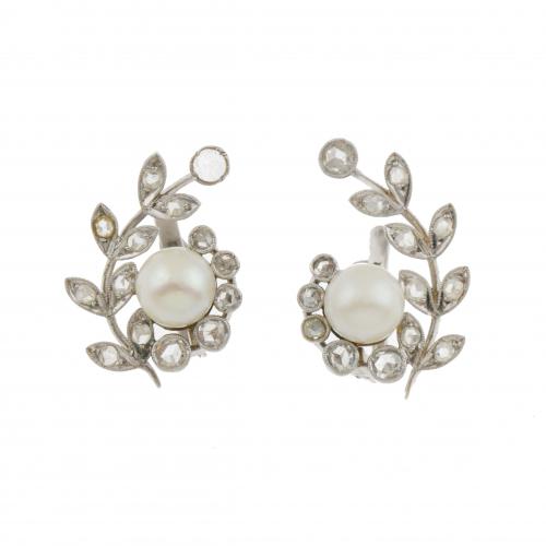 FLORAL EARRINGS, MID C20th.