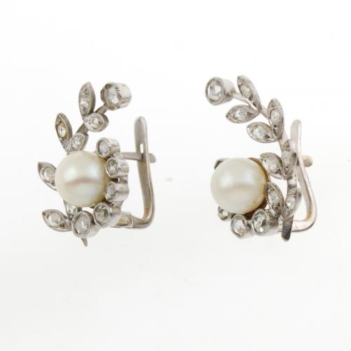 FLORAL EARRINGS, MID C20th.