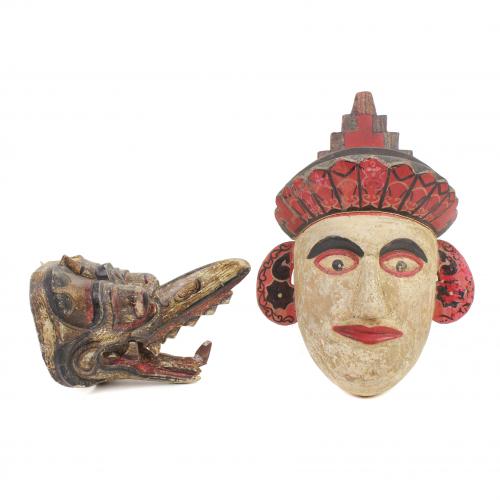 TWO INDONESIAN MASKS, C20th.