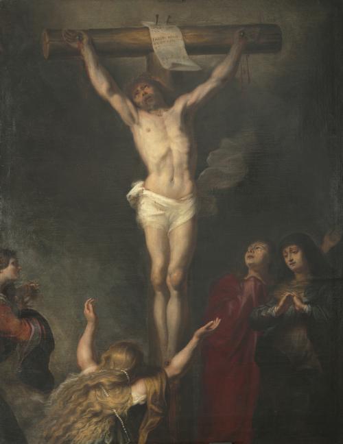 TALLER O CÍRCULO DE ANTON VAN DYCK (1599-1641). "CRUCIFIXIÓN", CIRCA 1630.