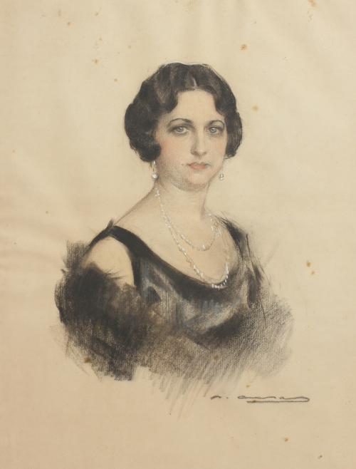 RAMÓN CASAS Y CARBO (1866-1932). "RETRATO SEÑORA". 