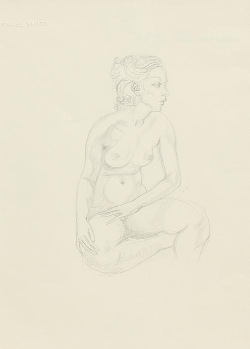 ISMAEL SMITH (1886-1972). "DESNUDO DE PERFIL SENTADO", NUEVA YORK, 1935.