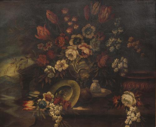 FRENCH SCHOOL, C18th. "STILL LIFE WITH FLOWERS".