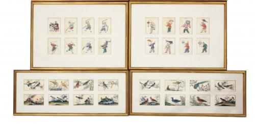 CHINESE SCHOOL, C19th. SEVEN WATERCOLOURS ON VEGETABLE PAPE