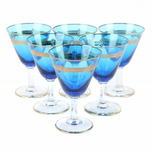 SET OF SIX WHITE WINE GLASSES, CIRCA 1950