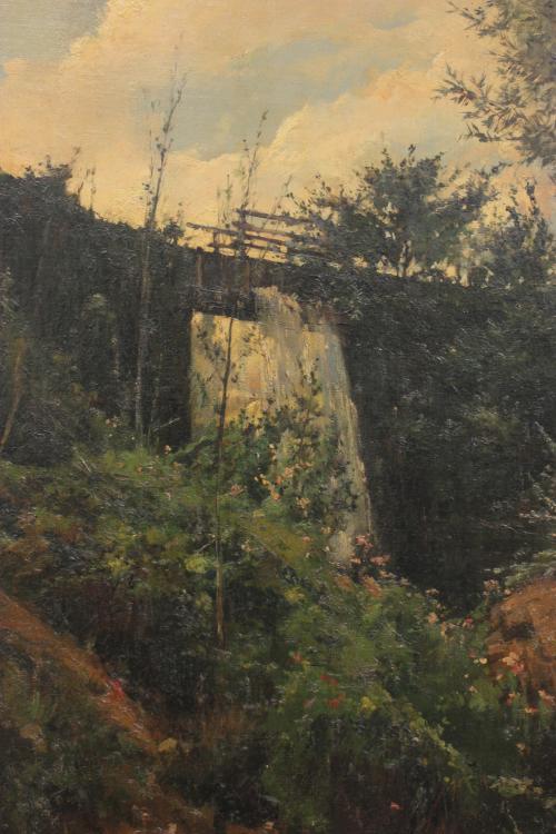 FRANCESC TORRESCASSANA (1845-1918). "PAISAJE FLUVIAL", 1884