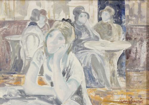 JOSEP MARIA MORATO ARAGONES (1923-2006). "YOUNG WOMAN IN CAFÉ".