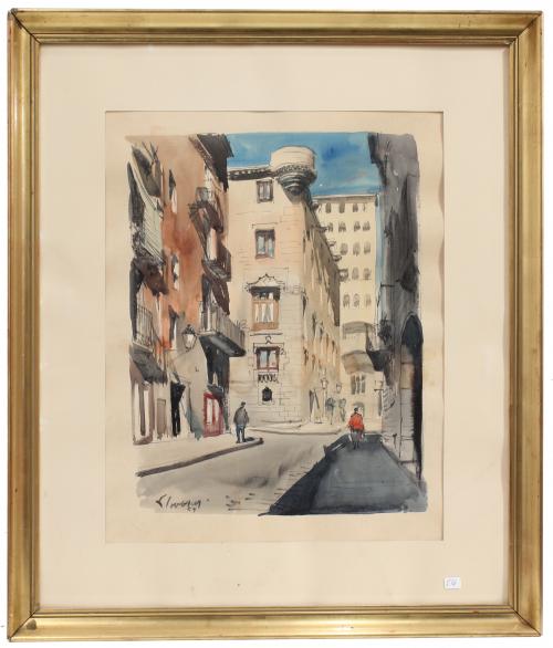 FREDERIC LLOVERAS HERRERA (1912-1983). "URBAN LANDSCAPE". 1959