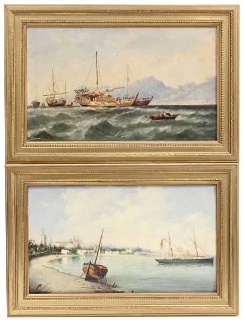 ADOLFO  GIRALDEZ (1840-1923). "SEASCAPES OF CADIZ & SEVILLE"