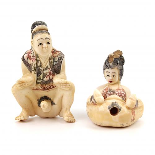 JAPANESE SMALL EROTIC MOVING FIGURES, C20th.