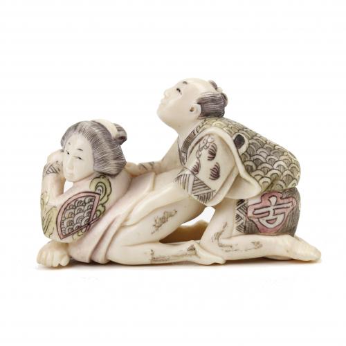 JAPANESE SMALL EROTIC MOVING FIGURES, C20th.