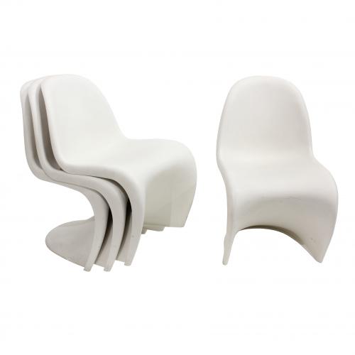 VERNER PANTON (1926-1998) PARA VITRA. FOUR PANTON CHAIRS, LAST THRID C20th