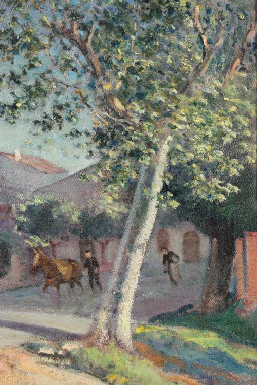 IVO PASCUAL RODES (1883-1949). "VILLAGE SCENE WITH PEOPLE A